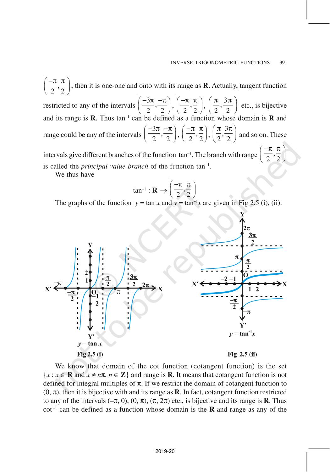 Inverse Trigonometric Functions Ncert Book Of Class Mathematics Part I